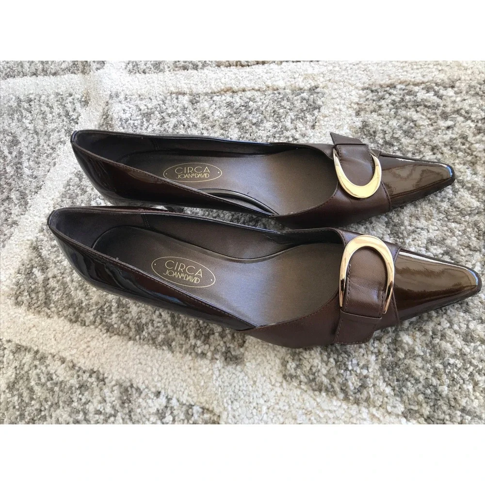 Circa Joan & David Womens Shoes Size 6.5M Chocolate Leather Closed Toe Heels